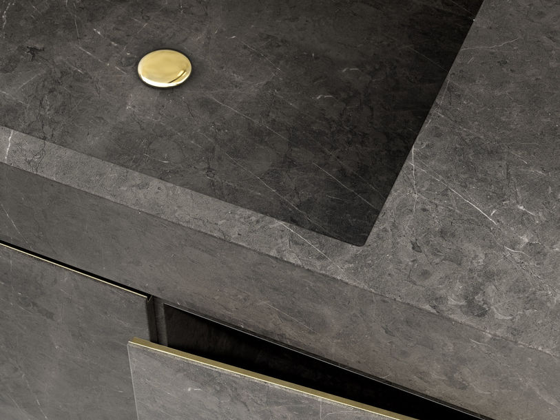 Punta Due marble design cabinet produced by Serafini