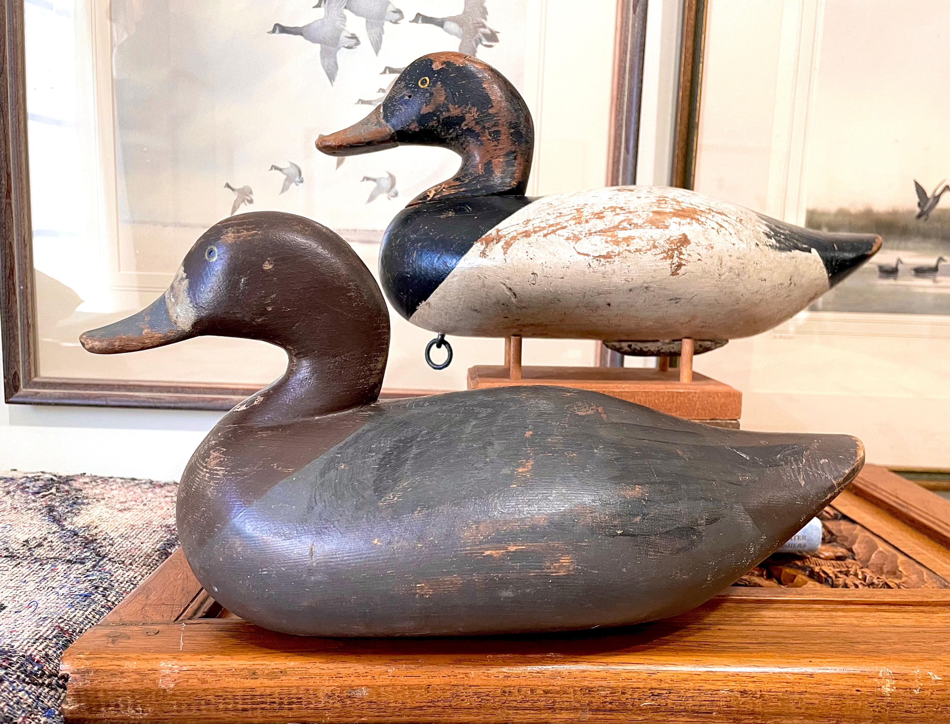 Early Paul Gibson Gunning Bluebill Duck Decoy Pair