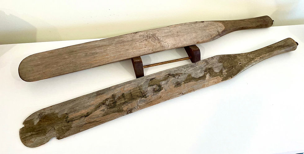 Thumbnail: SOLD Vintage set of Rare Hand paddles for Gunning skiff