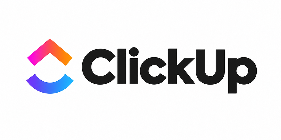 ClickUp company logo featuring the colorful gradient icon next to the black ClickUp wordmark