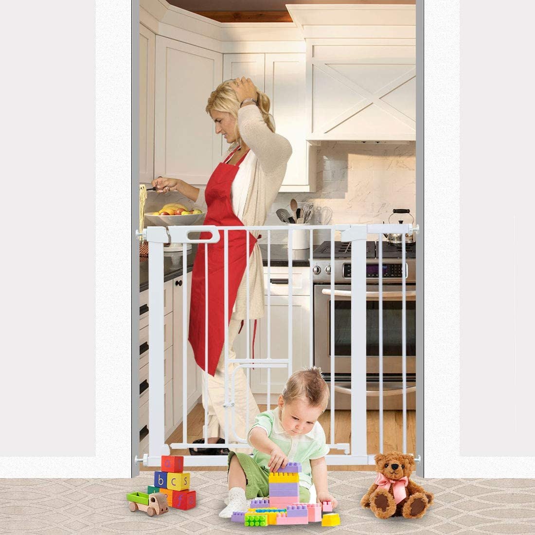 ベビーゲート(ホワイト、取付幅68-75cm)