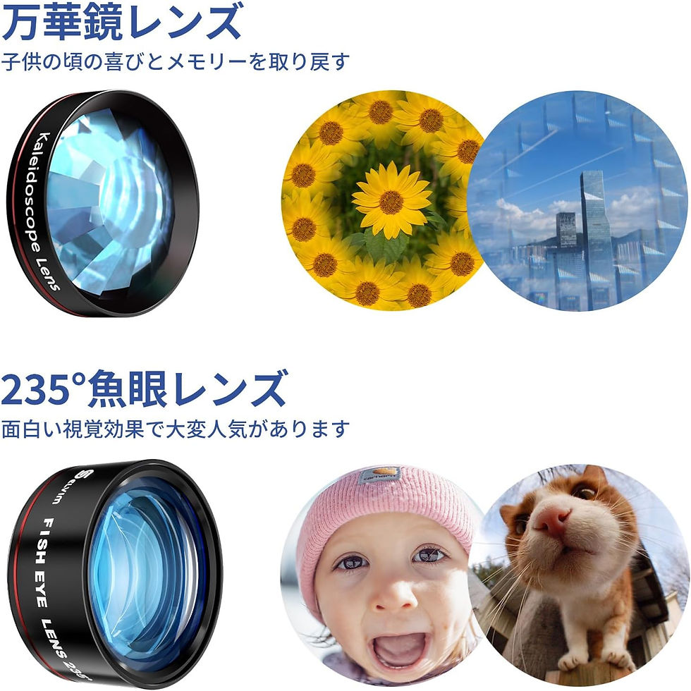 サムネイル： 4in1スマホ用カメラレンズ 収納バック付き