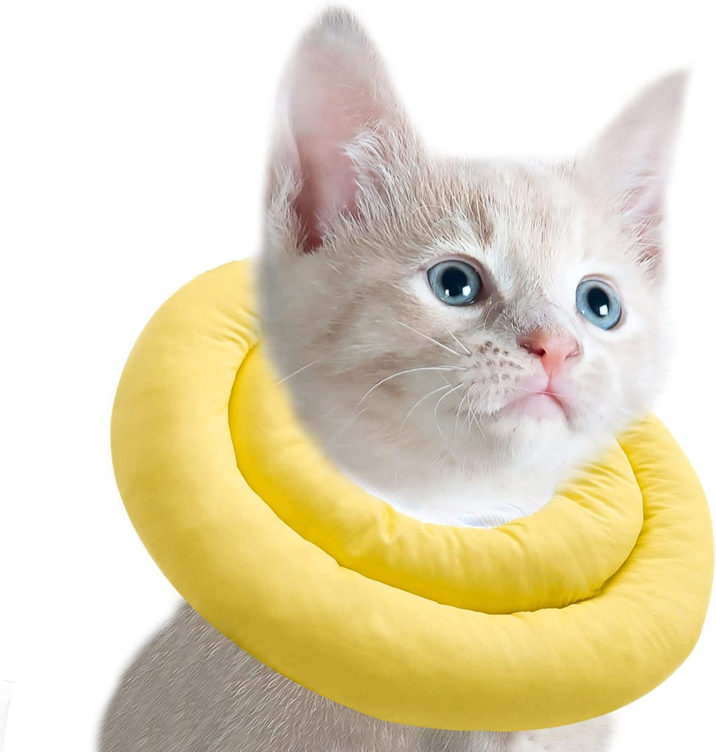 調節可能 エリザベスカラー 犬 猫 柔らかいポリエステルパッド(S,イエロー)