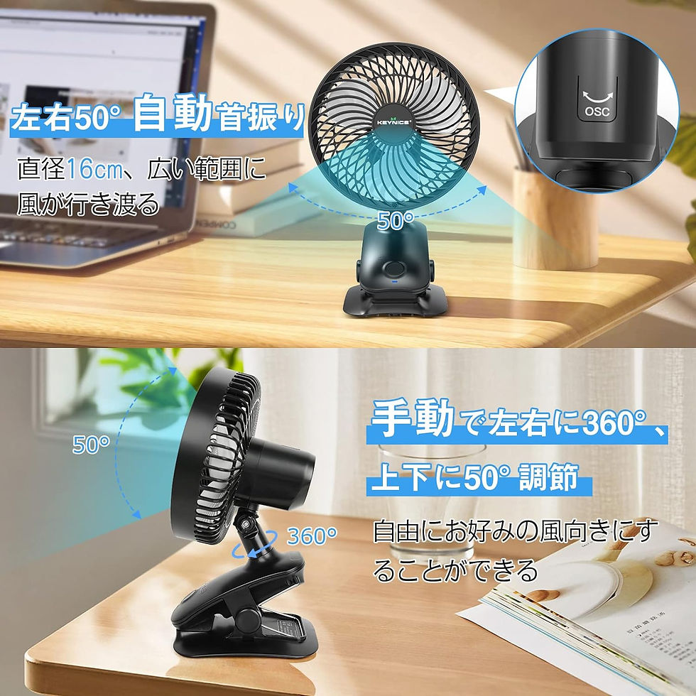 サムネイル： USB扇風機 自動首振り