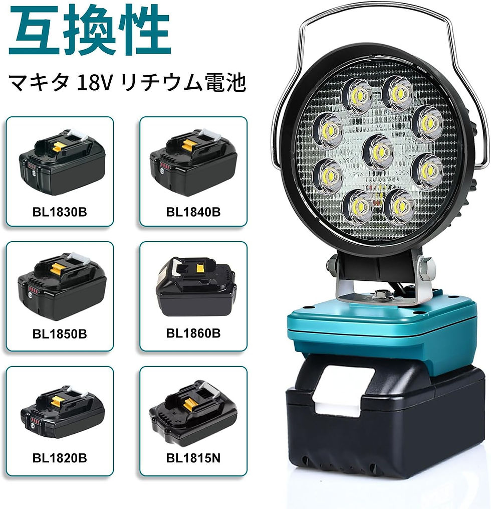サムネイル： コードレス作業灯マキタ互換18Vバッテリー