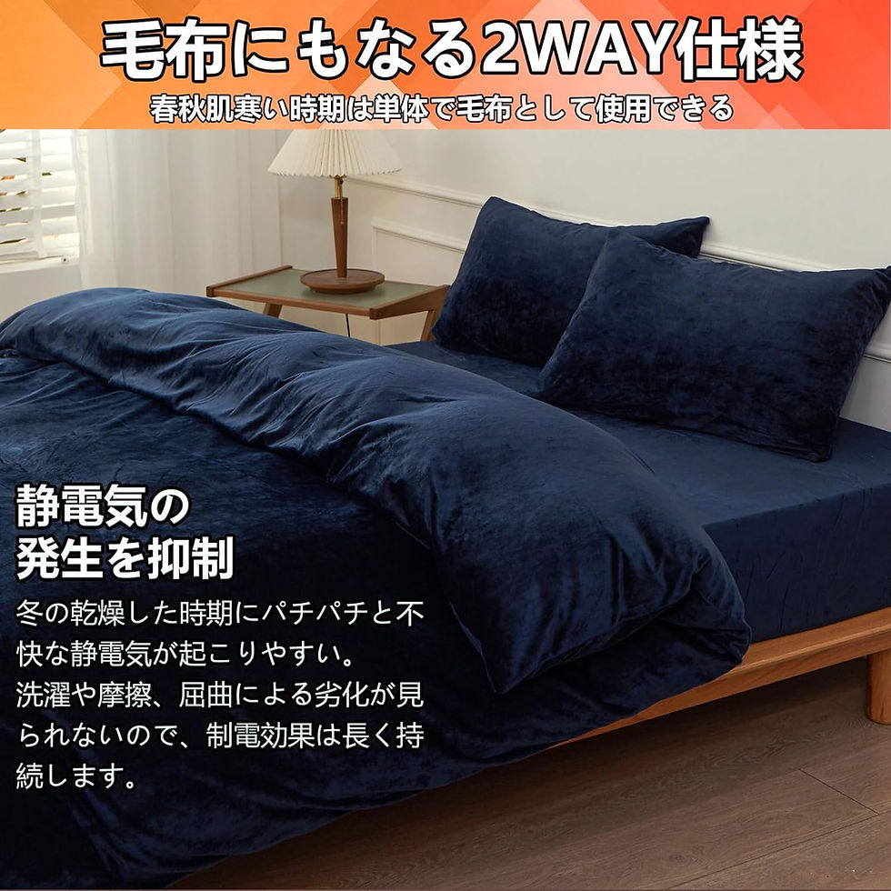 サムネイル： 掛け布団カバー シングル あったか 秋冬用 (掛け布団カバーセミダブル：170x210cm, ネイビー)