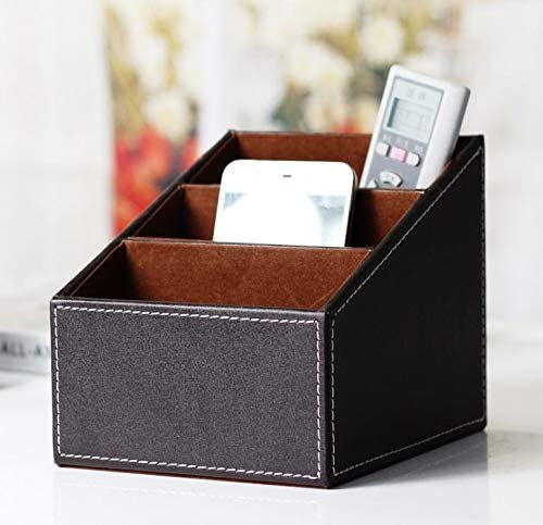 収納ボックス 収納ケース 卓上3格仕切り (ブラウン)