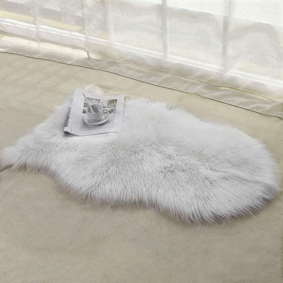 サムネイル： フェイクシープスキンラグ ムートンマット 60x100cm ホワイト