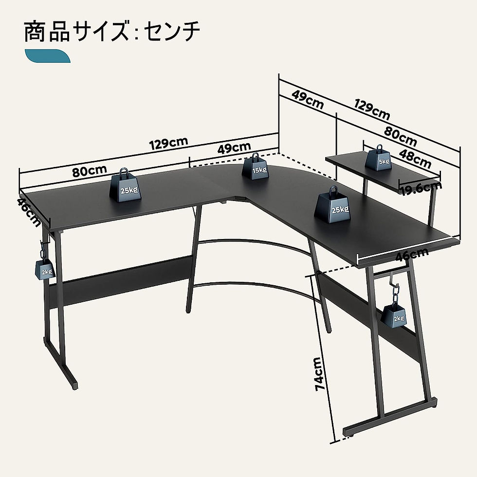 サムネイル： ゲーミングデスク (幅129CM, ブラック)
