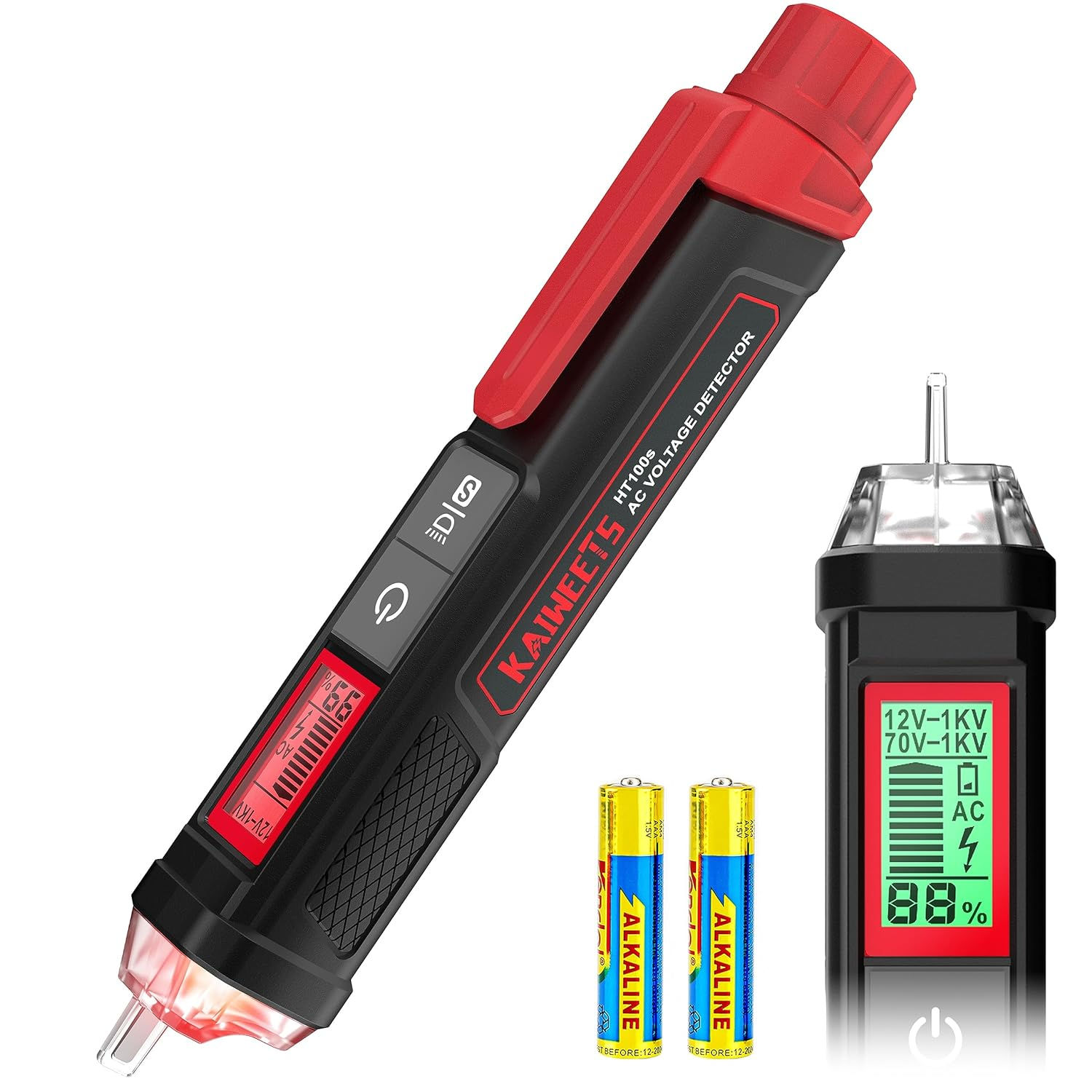 検電器 12-1000V AC / 70-1000V AC感度調節 検電ドライバー ペン型