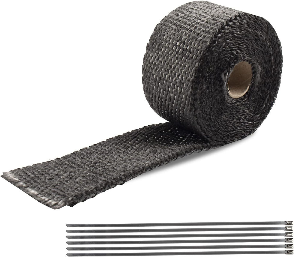 サーモ バンテージ 耐熱布自動車やバイクのマフラー高品質グラスファイバー製耐熱1600℃マフラーバンテージ 結束バンド付 (5CM*5M)