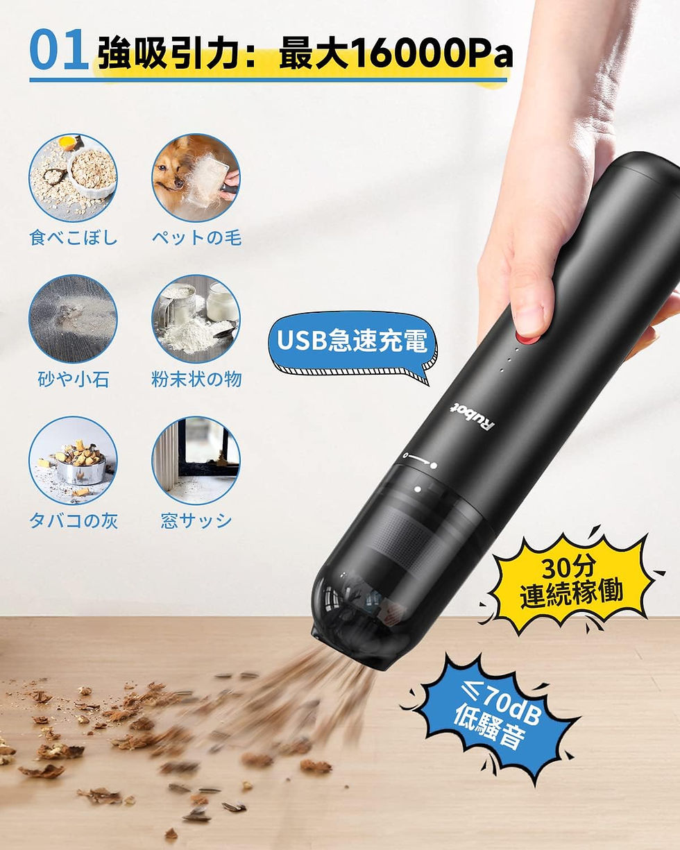 サムネイル： ハンディクリーナー 車用掃除機 16000PA