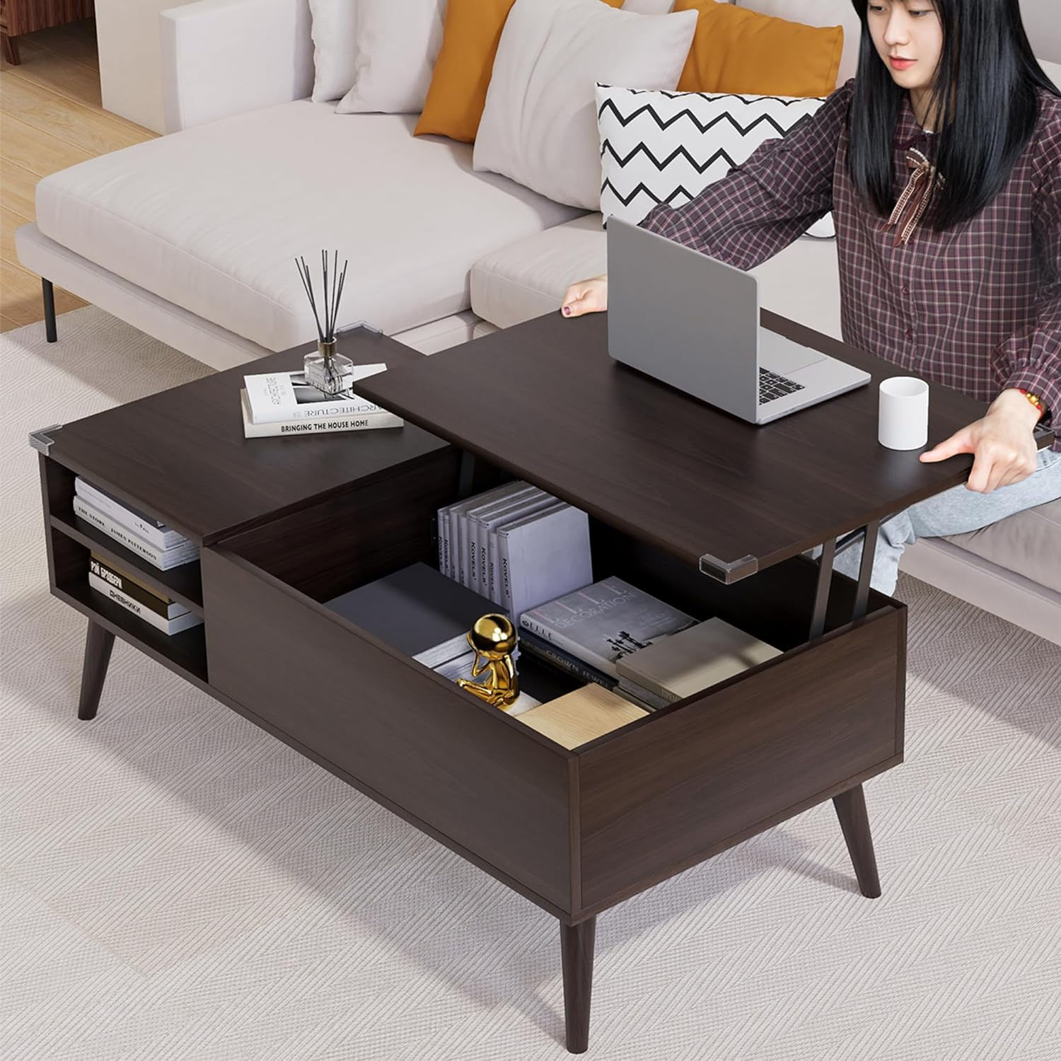 コーヒーテーブル リビングテーブル ローテーブル 幅100*奥行50*高さ44&59cm