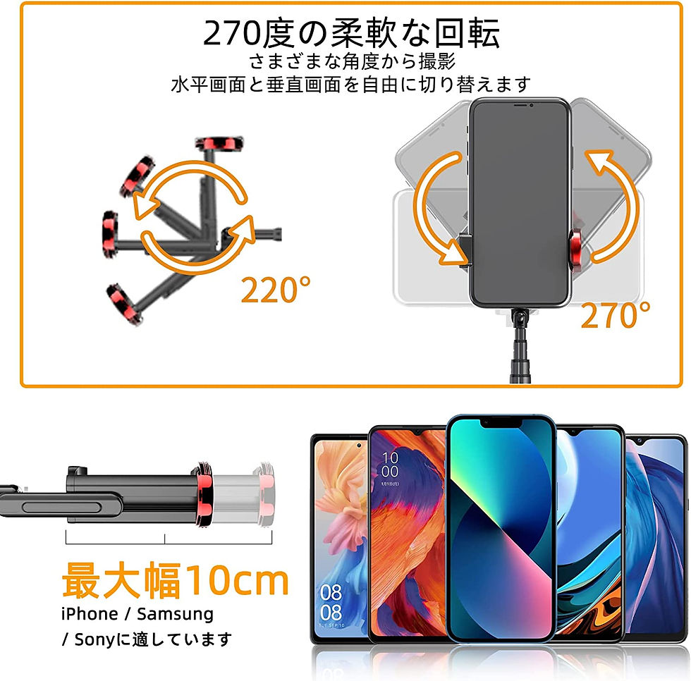 サムネイル： 自撮り棒 三脚 軽量スマホ スタンド
