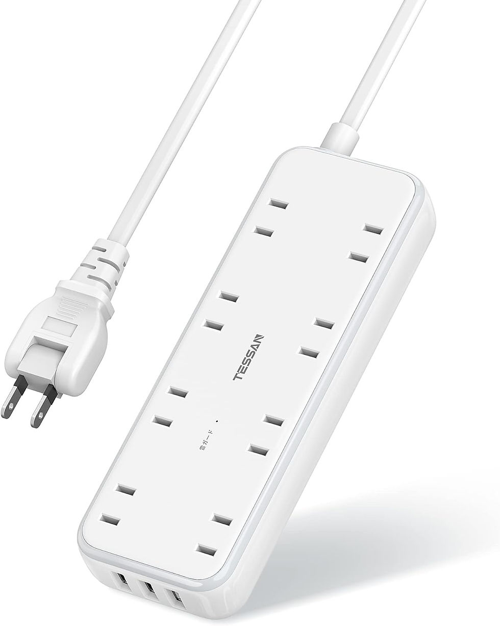 延長コード 2m 電源タップ usb付き テーブルタップ 8個AC口