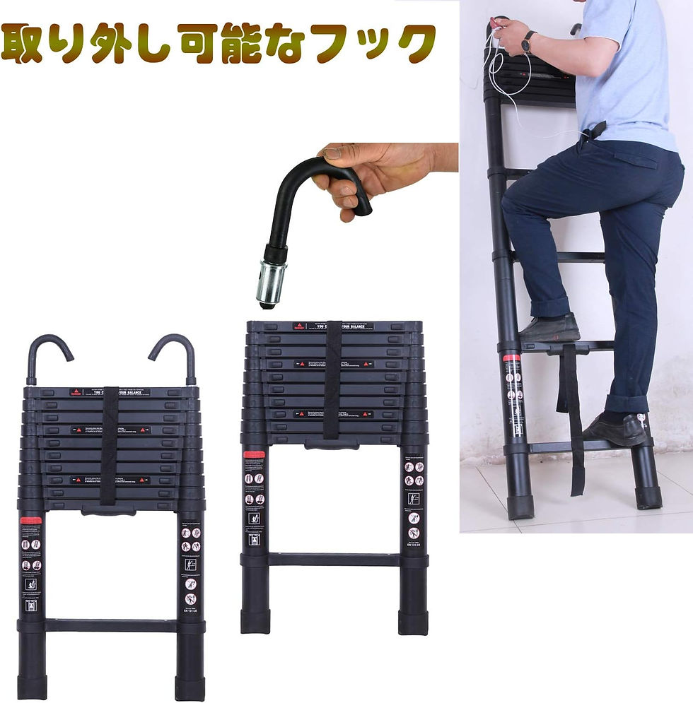 サムネイル： 伸縮はしご 最長5 m 固定フック付