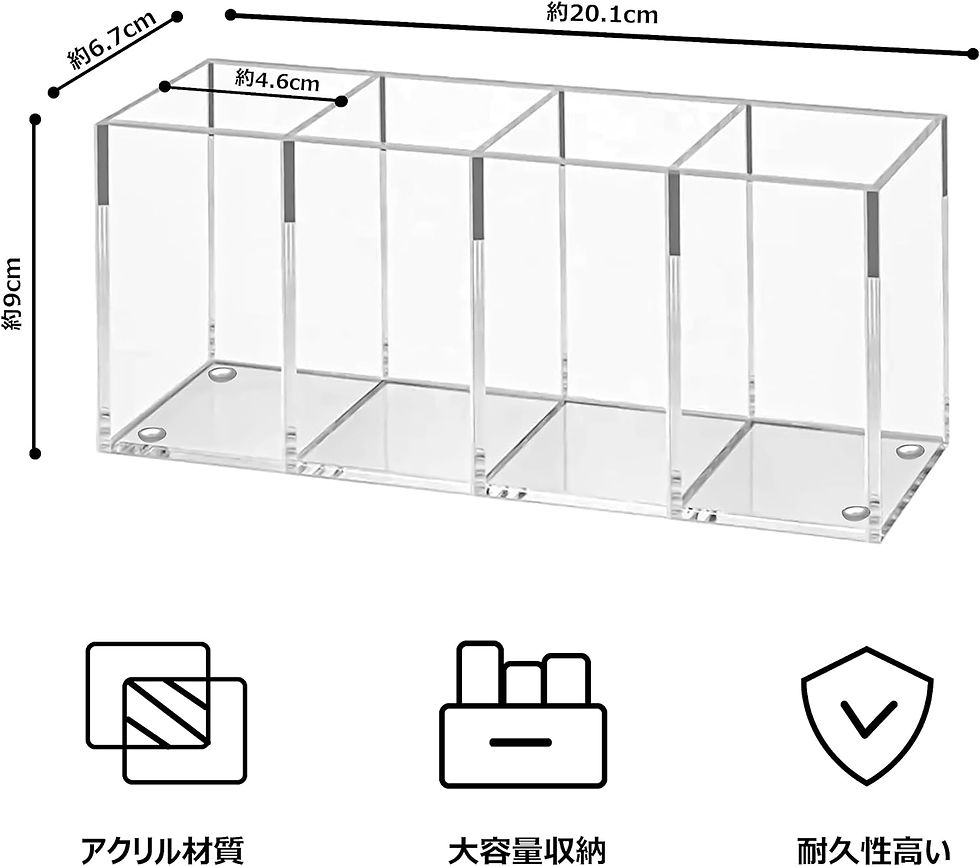 サムネイル： ペンスタンド ペン入れ ペン立て アクリル 4格 仕切り