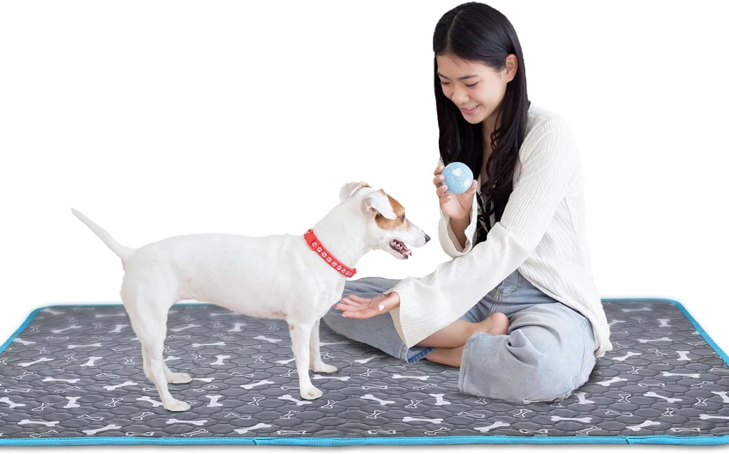 洗えるペットシーツ【140x90cm 2枚セット ライトグレー 骨柄】