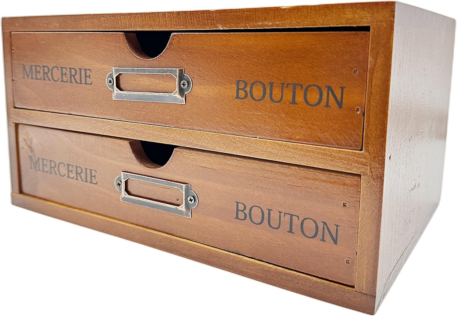 ビンテージ風 ナチュラルな 木製 引出し付き 収納ボックス