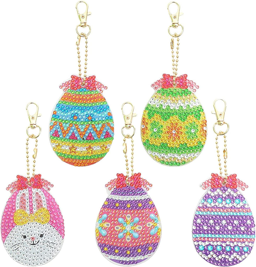 5PCS DIY 5Dダイヤモンドアート キーホルダー