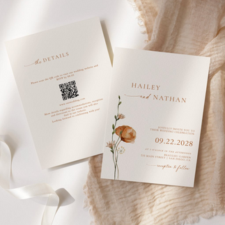 Trending Minimalist Dusty Floral Wedding Invitation