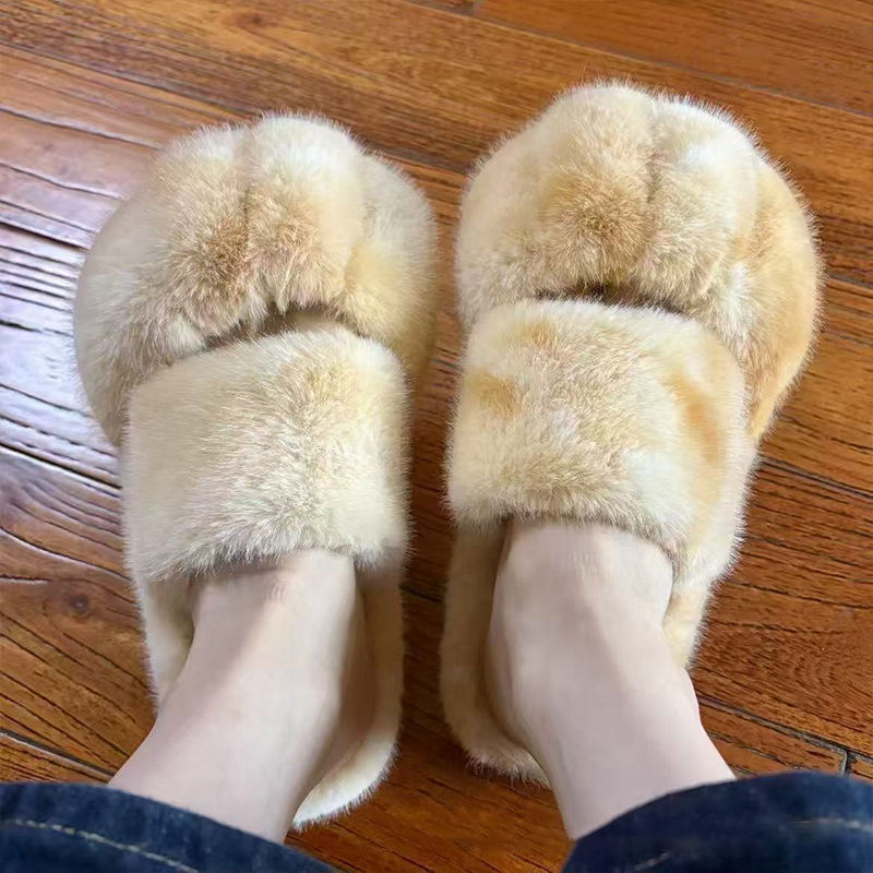 Thumbnail: Women’s Fluffy Plush Slippers – Warm Faux Fur Indoor Slippers with Thick Sole, C