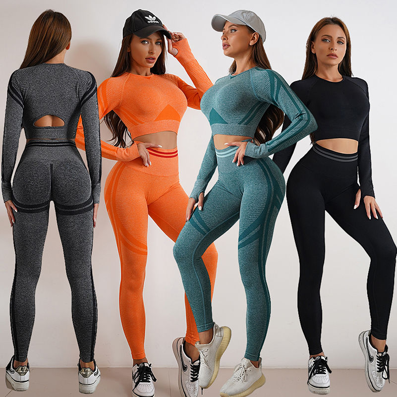 Thumbnail: Women’s Seamless Workout Set – Booty Lifting Scrunch Leggings High Waist + L