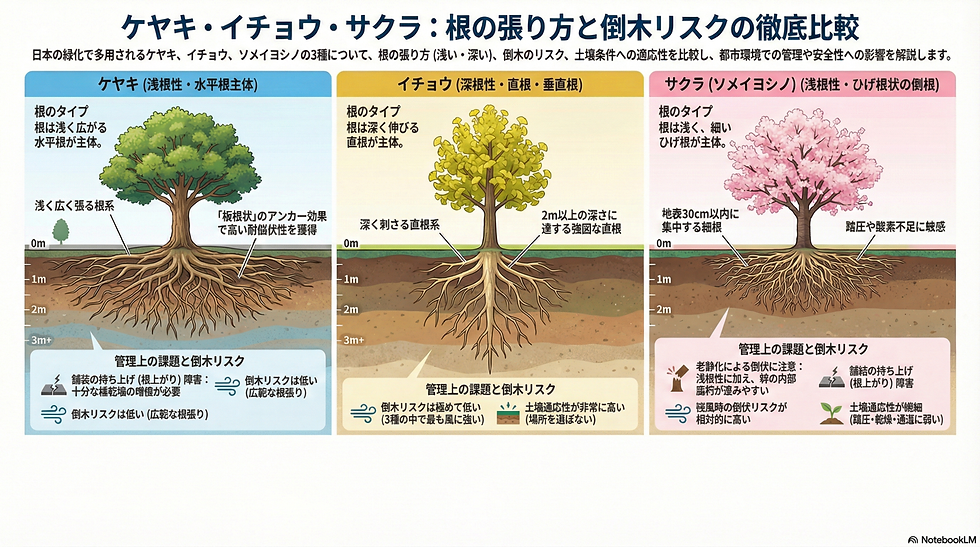 根の張り方と倒木リスク
