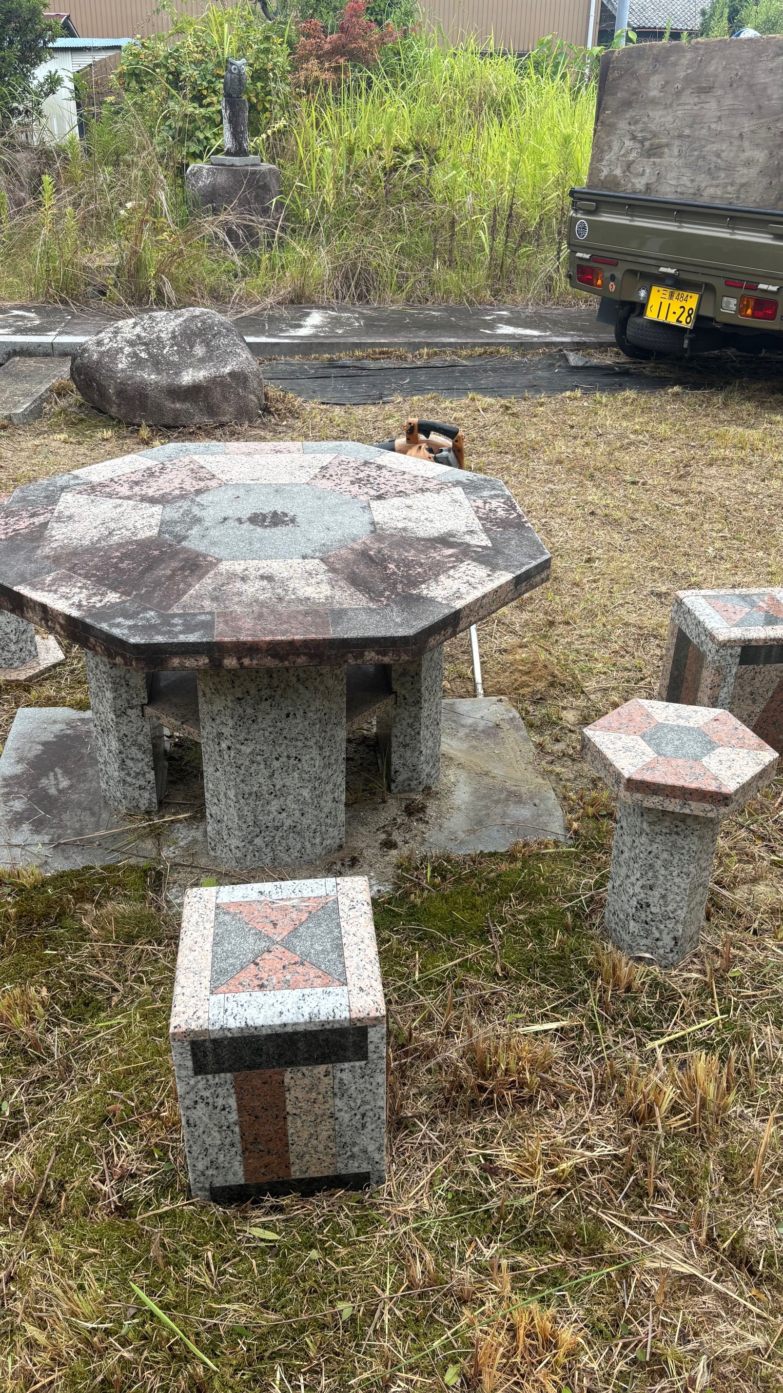 Granite garden table relocation Yokkaichi Japanese garden senteiyasora