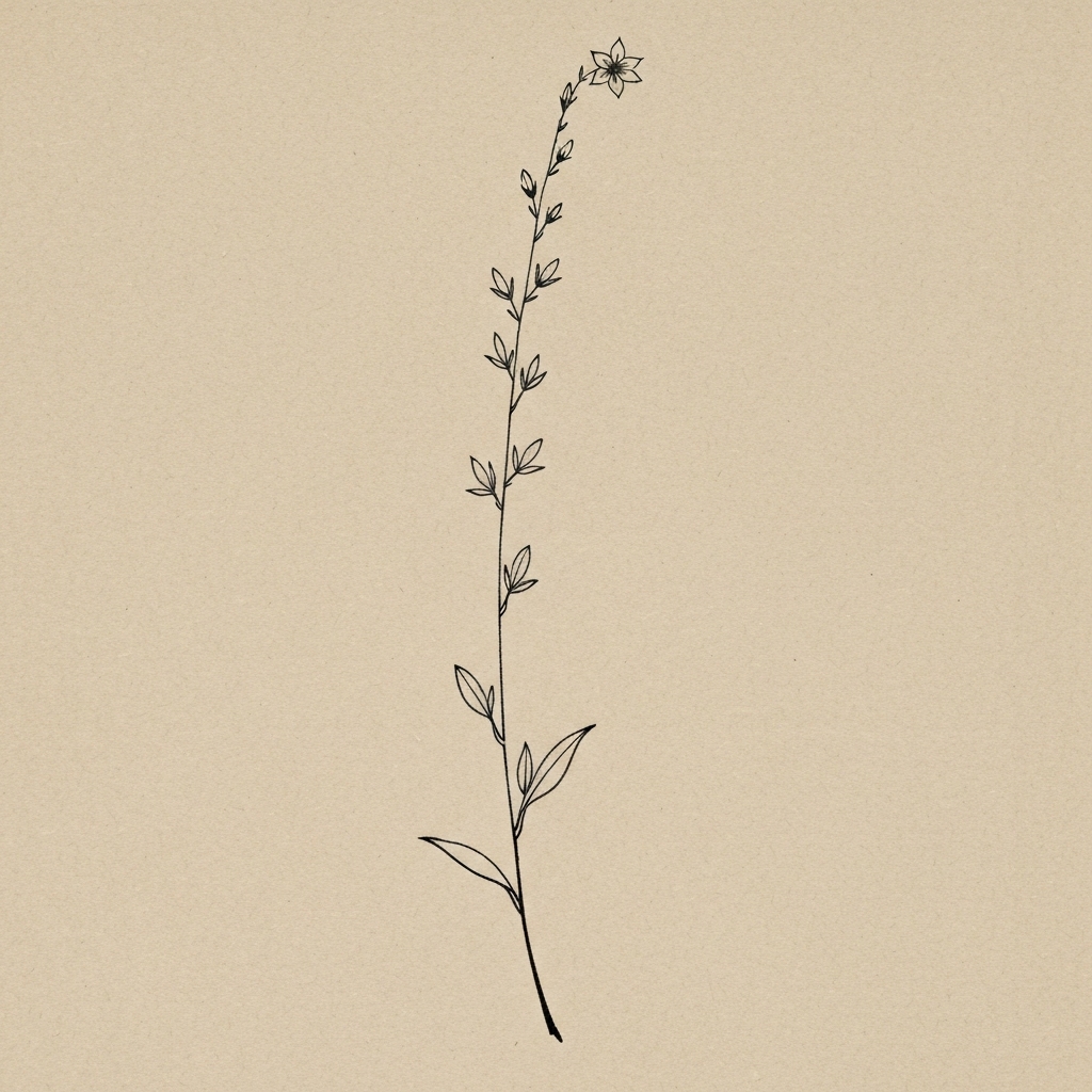 ヒナキキョウソウ 星型の花 細い茎 墨絵