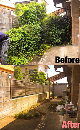 三重県津市での庭木伐採・整理 敷地の有効活用事例 before/after