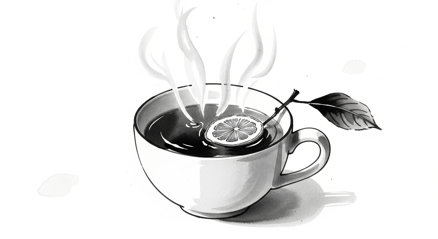 レモンの葉茶 水墨画