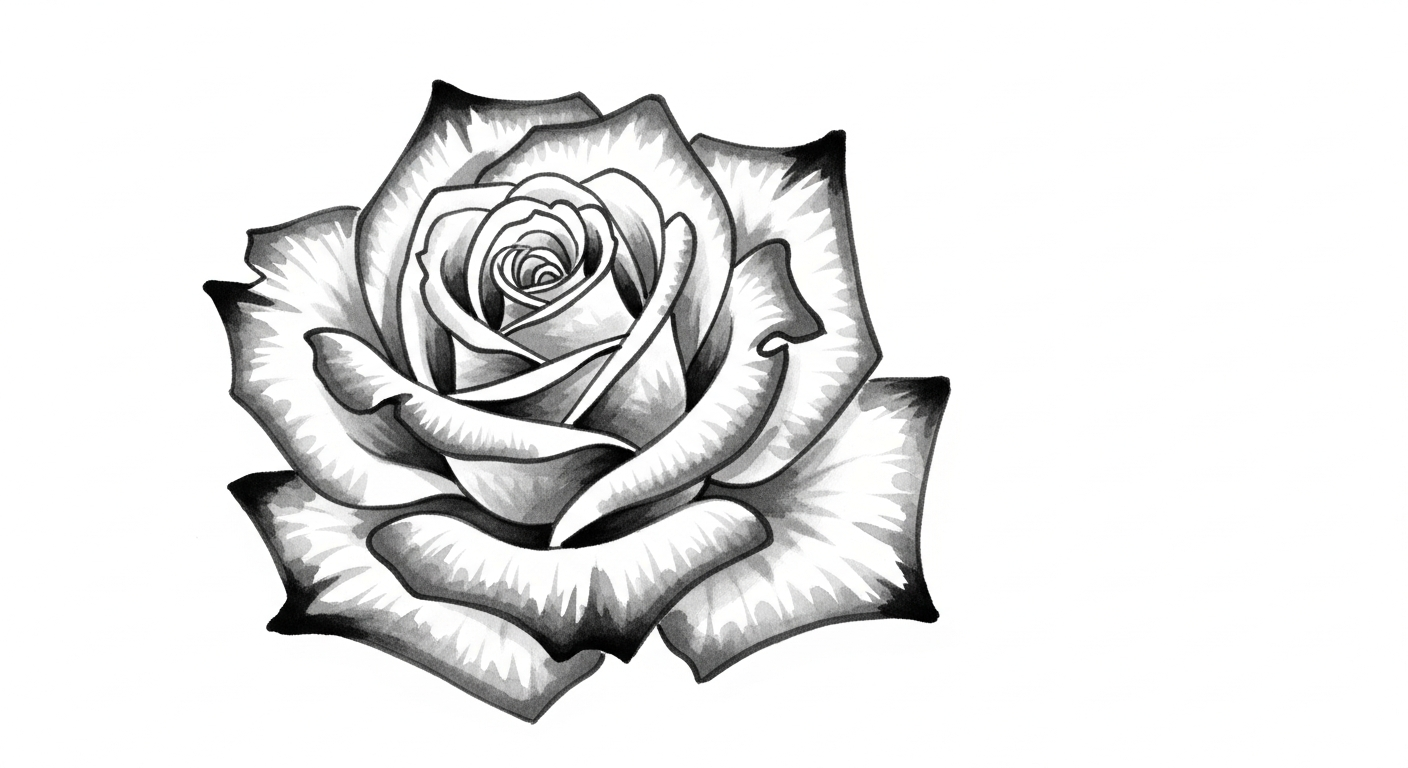 バラの花の水墨画——一輪の美しさを描いた墨絵