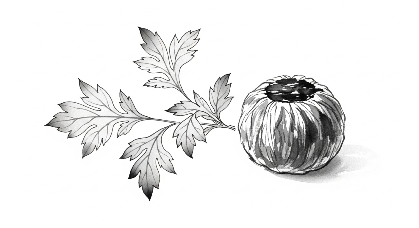 ヨモギ 水墨画 薬草