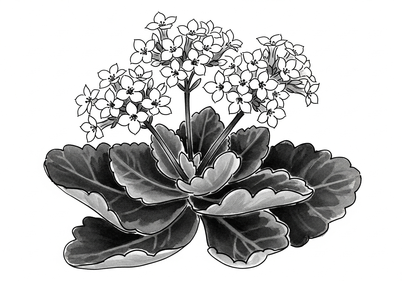 カランコエの花 水墨画イラスト 剪定屋空