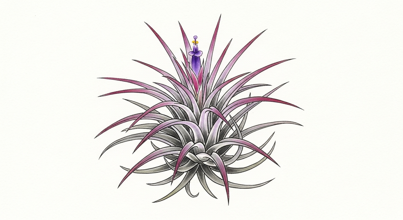 ヨウラクツツアナナス エアプランツ 紫の花 剪定屋空