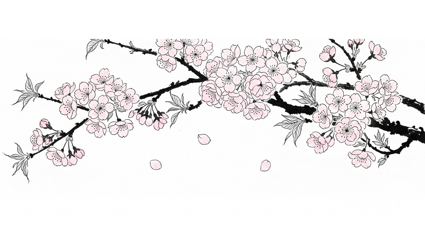 桜 八重桜 水墨画スタイル 春 剪定屋空