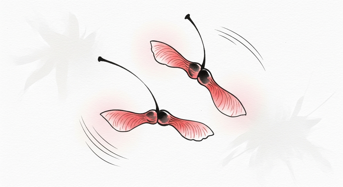 イロハモミジ 翼果 回転 種子散布 剪定屋空