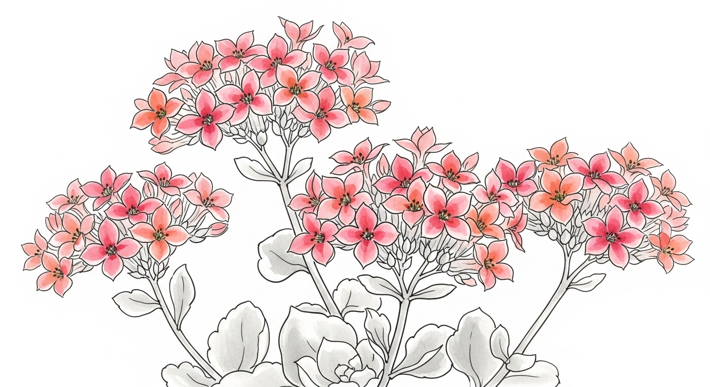 カランコエの花 水墨画スタイル 剪定屋空