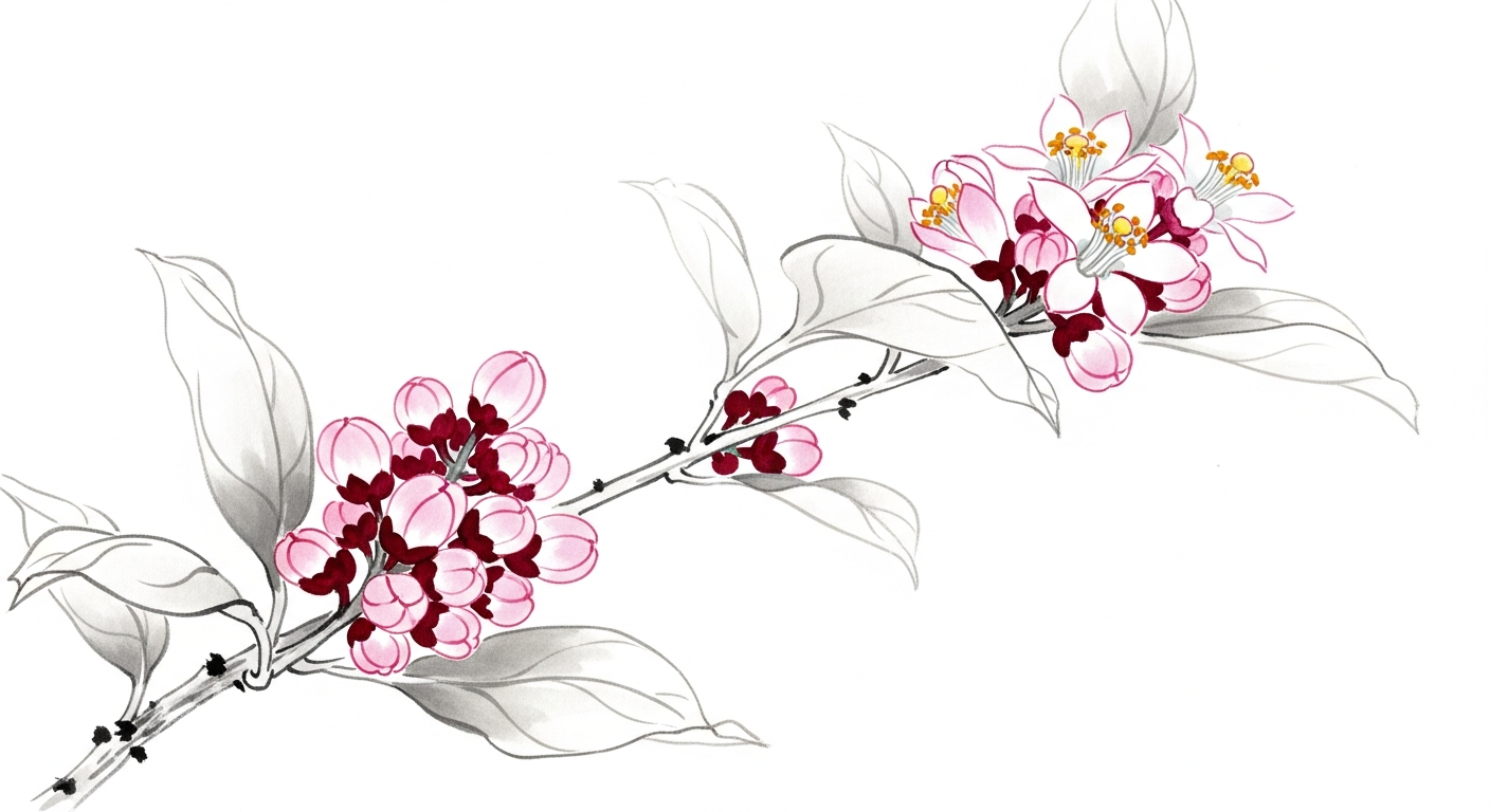 レモンの葉 水墨画イラスト