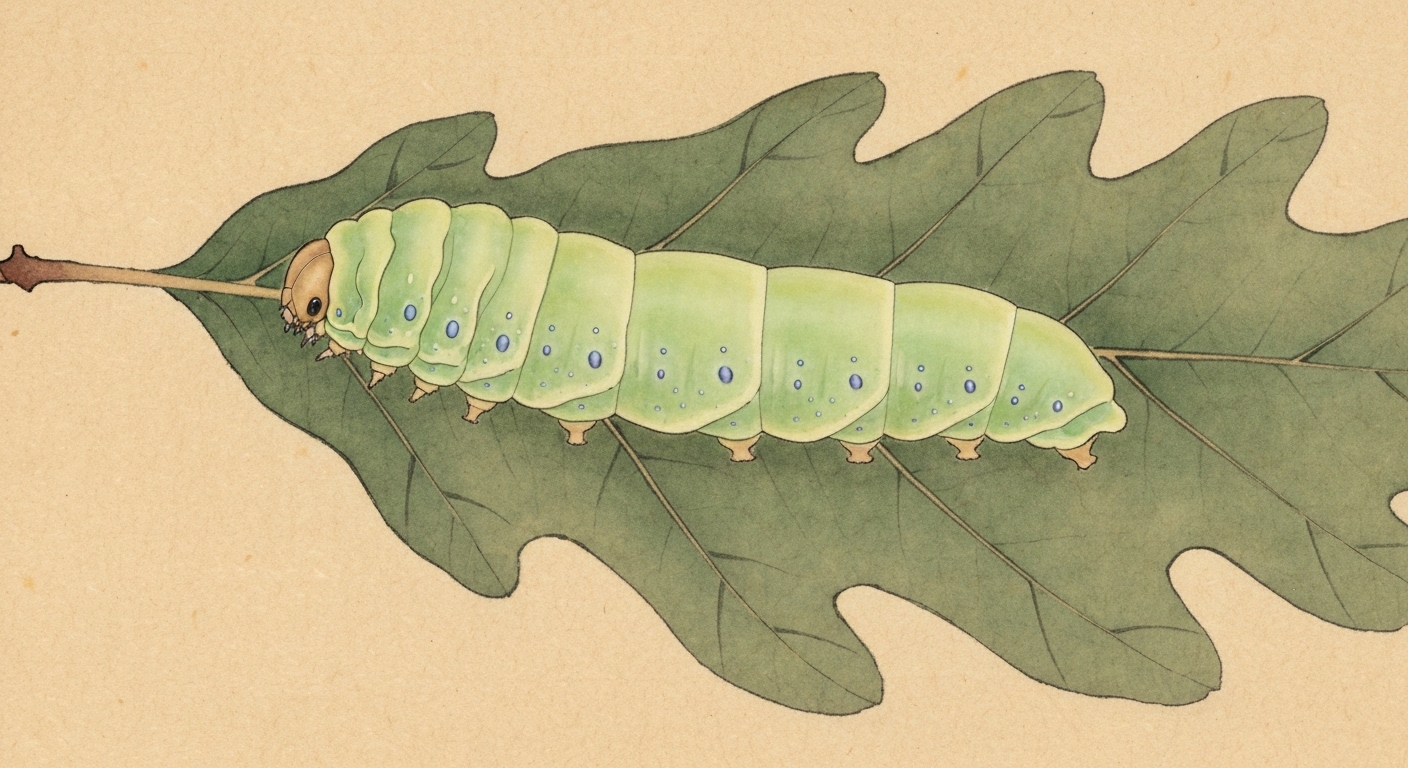 ウスタビガ幼虫の墨絵
