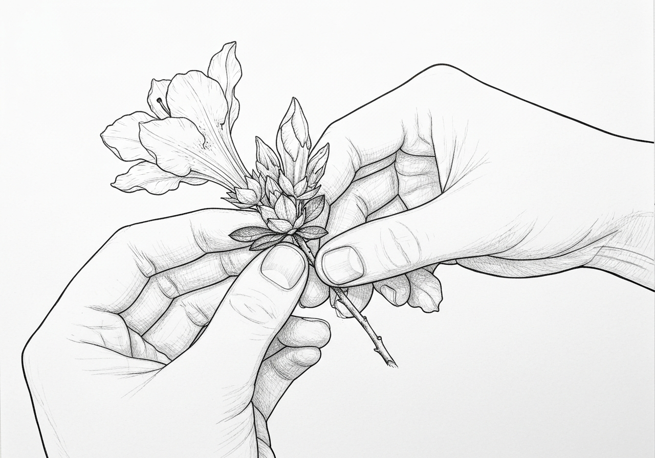 花がら摘みの手元