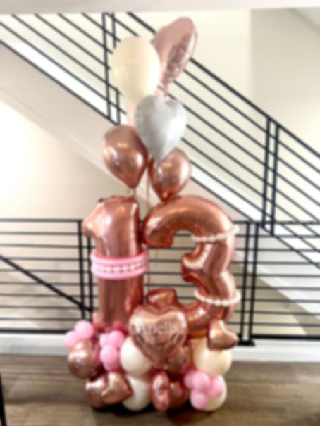 Balloon Birthday Sculpture with Double Numbers in Rose Gold  