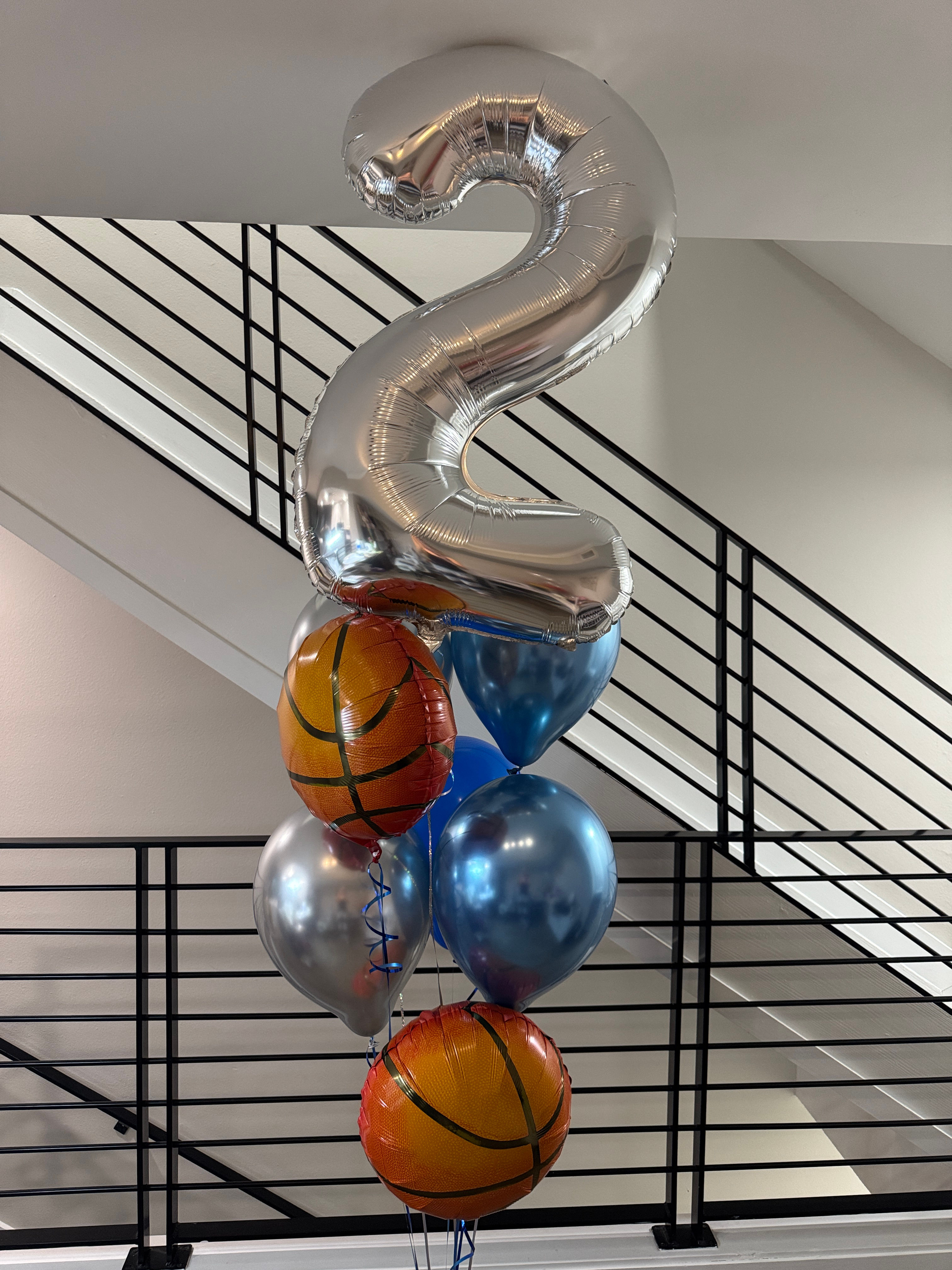 Birthday Boy Helium Balloons Bunch with 1 Number and Basketball Balloons