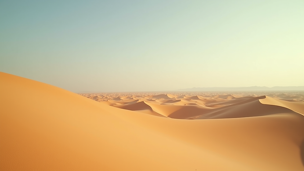 Eye-level view of golden sand dunes stretching into the horizon