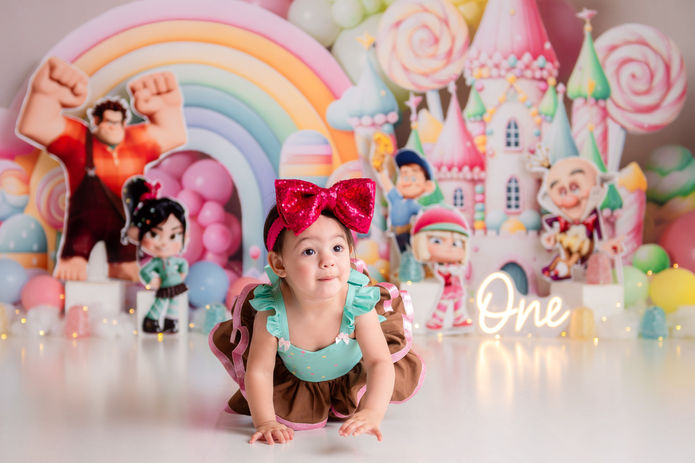 Sugar Rush - Wreck it Ralph - Baby Girl first birthday cake smash - Cake Smash photography Northwest Indiana