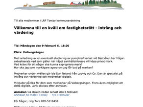 Välkomna till en kväll om fastighetsrätt - intrång och värdering