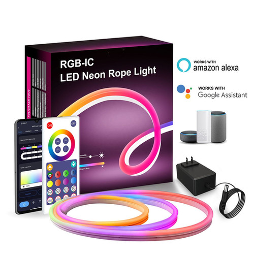 Led Rope Lights Programmable Smart WiFi RGBIC LED Neon Rope Strip Lights 10M Waterproof IP67 ...