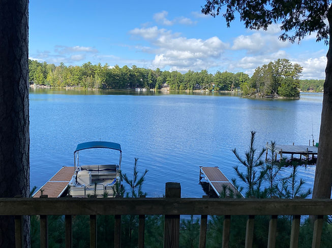 Lake views of Spider Lake from the cement patio of Cabin 3