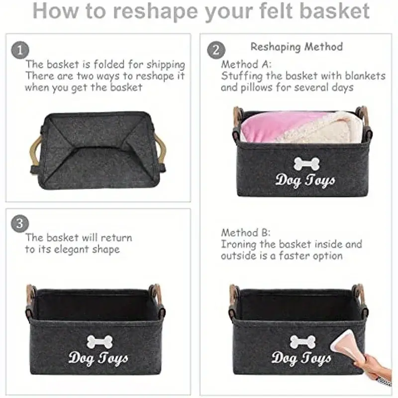 Thumbnail: Felt Pet Toy Box, Dog Toy Box, Storage Basket Chest Organizer For Organizing